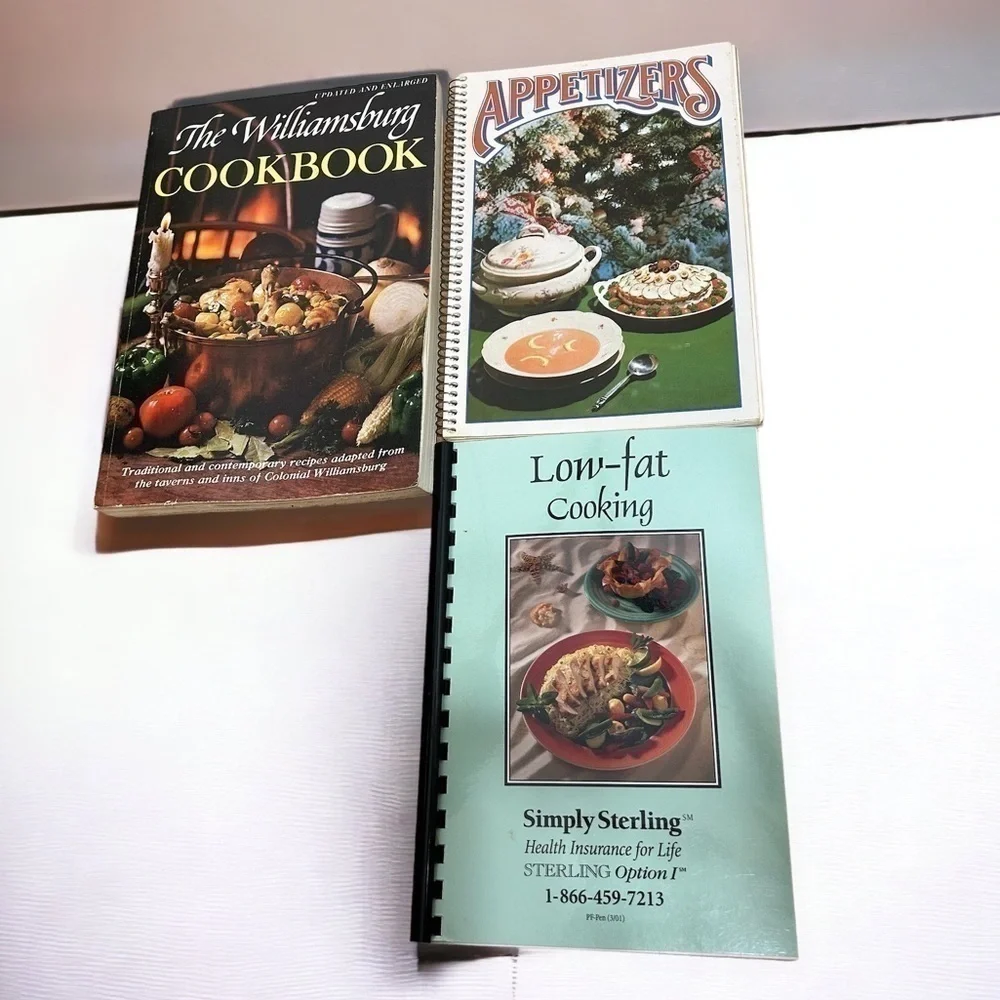 Vintage Cookbook Bundle Williamsburg Cook Book Low Fat Cooking Appetizers